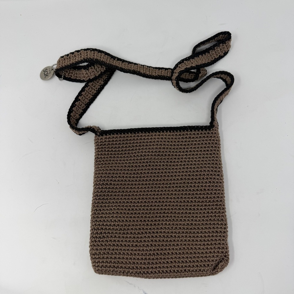 The Sak Crochet Crossbody Bag Purse Brown Black Boho Women Small